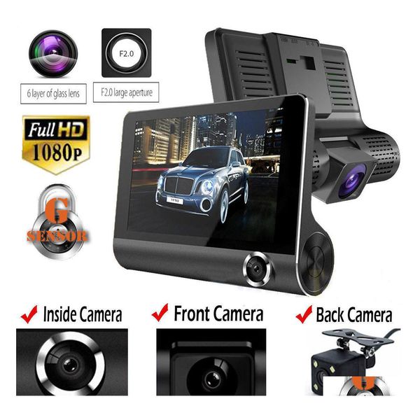 carro dvr carro dvrs dvr original 4 câmera gravador de vídeo Registrador de exibição traseira itea duas câmeras came de traço lente dupla chega entrega de gotas mobiles dhl3y