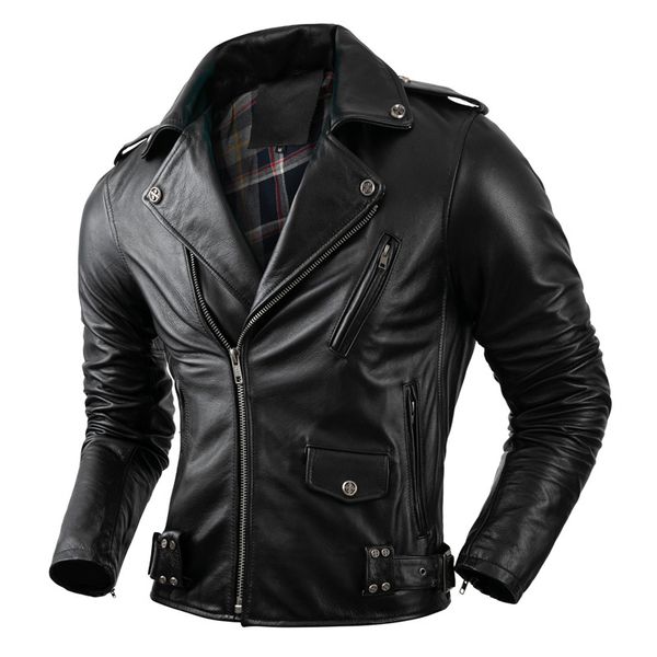 Men S Leather Faux Faux Real Cowhide Jacket Coat Motor Motor Motor Rounding Rousing Roupas Autumn Fashion Motorcycle 230112