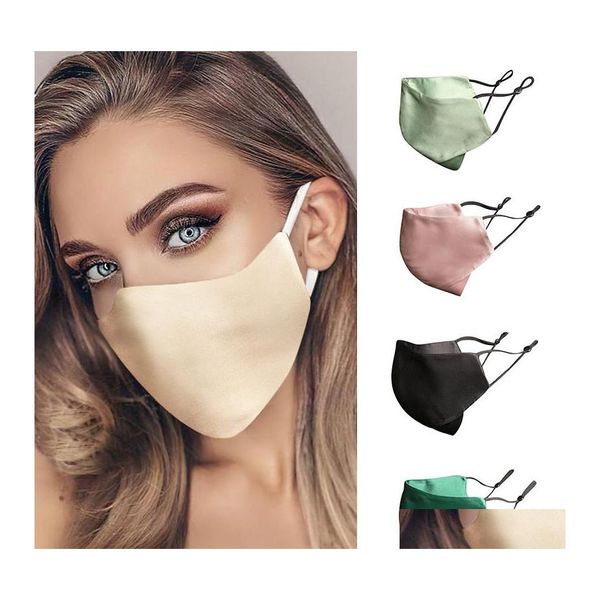 Andere Home Garden 9 Farben Seidenmasken Mode Frauen Gesichtsmaske Sunsn Atmungsaktive 2-lagige Seide Wiederverwendbar und waschbar Drop Delivery DHY40