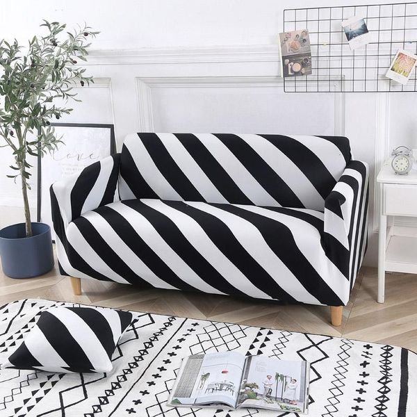 Chega a cadeira de cadeira de listras preto e branco Sofá Slipcovers Slips