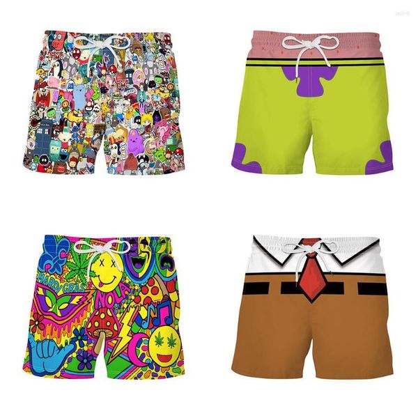 Shorts masculinos Anime Pineapple House Sponge Octopus Crab Cosplay Print Digital Resort Men's Resort Beach Beach