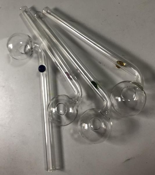 Manuseio de 14 cm de queimador de óleo de vidro curvo Pipes Pyrex Burners fumantes Tubos de água de água Bubbler de tubo de mão