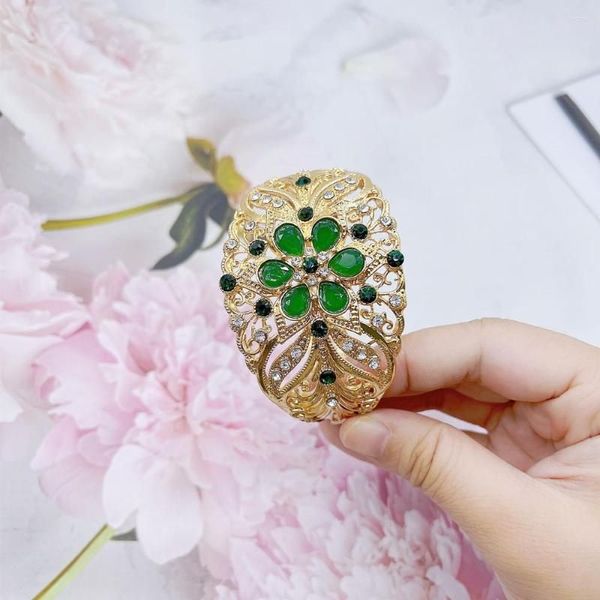 Blangle Neovisson Resin Flower Gold Color for Women Ethnic Wedding Rhinestone