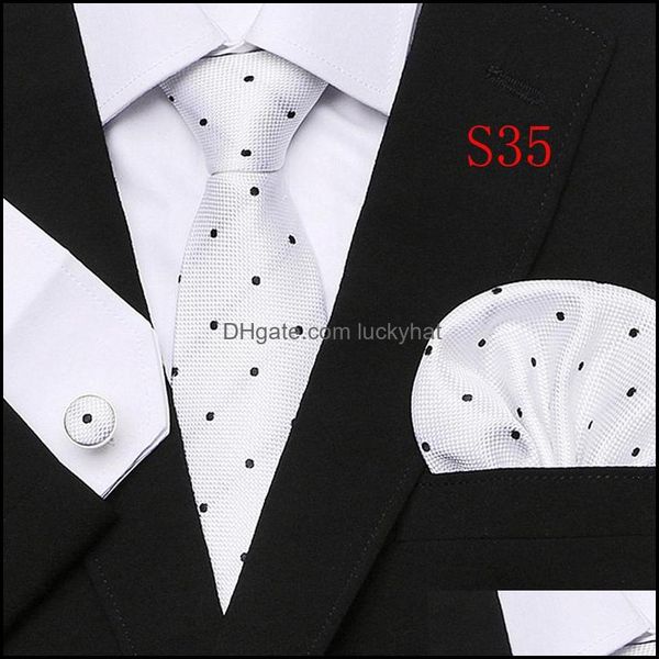 Набор галстуков на шею, модный деловой черный цветочный пейсли, полиэстер, мужские полосатые галстуки для мужчин, формальные роскошные свадебные галстуки, Прямая поставка, Ac Oty6O