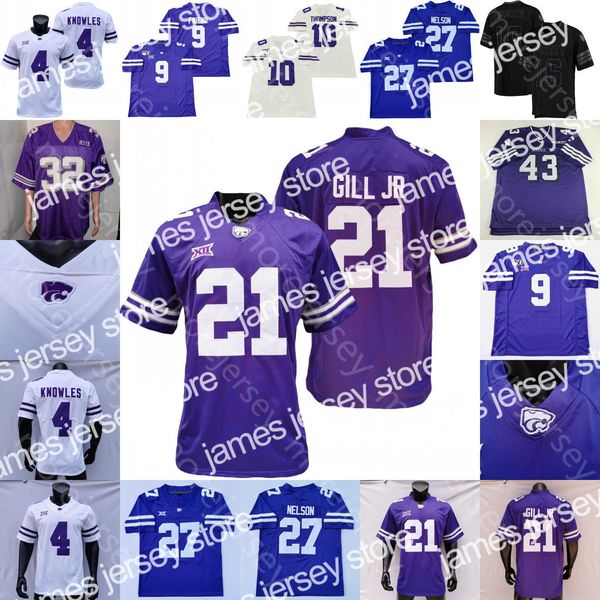 American College Football Wear Kansas State Wildcats Maglia da calcio KSU NCAA College Adrian Martinez Deuce Vaughn Cincere Mason Moore DJ Giddens Knowles Nelson Gr