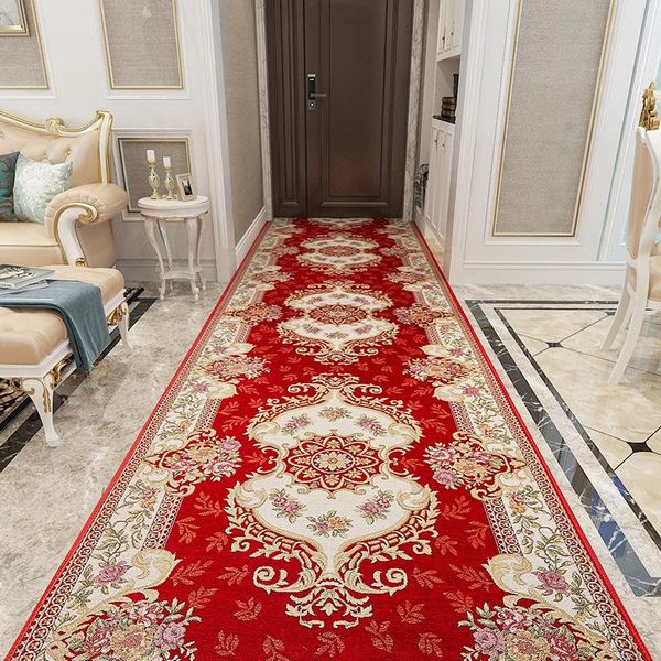 Tapetes de luxo de estilo europeu Ranta de luxo corredor corredor de corredor decoração de salas de carpete El escadas corredor jacquard weave cozinha lavável