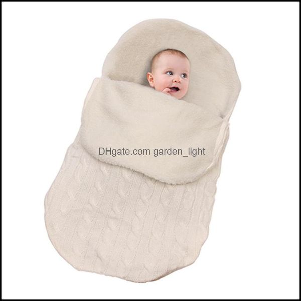Decken Baby Warm Swaddling Decke Säugling Kinderwagen Schlafsack Fußsack Dicke Swaddle Wrap Stricken Umschlag Neugeborenen Slee Tasche Dh0626 T03 Dhzjc
