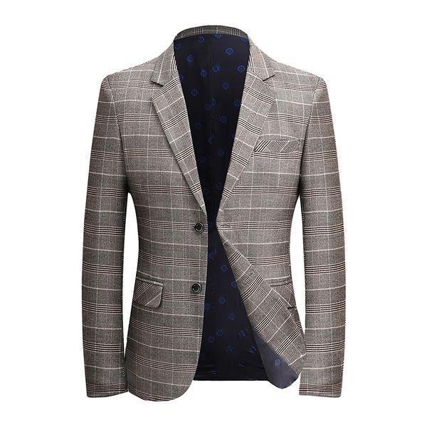 Herrenanzüge Blazer Herbst Klassisch Britisches Plaid Einreiher Arbeitsparty Gentleman Business Casual Smoking 230112