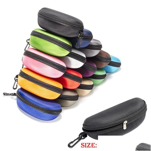 Scatole di imballaggio Scatola di protezione per occhiali da sole Tessuto Oxford Colore nero Custodia per occhiali con cerniera Opzionale 8 colori Drop Delivery Office School Bus Dh1Zm