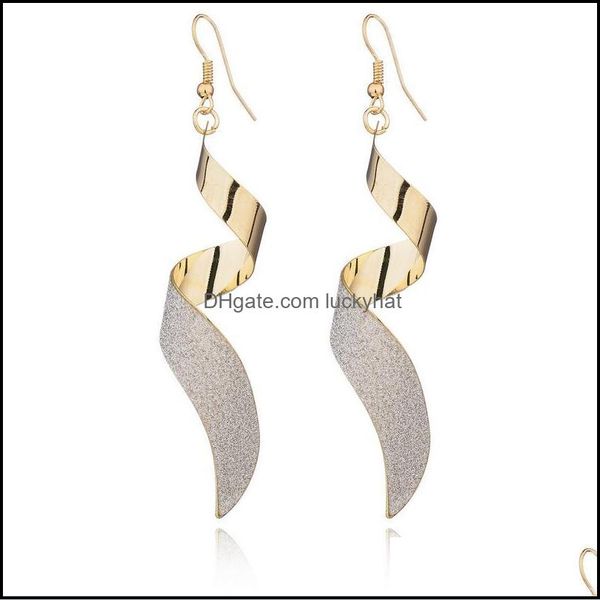 Lustre de lustre punk feminino torcedor espiral Lady Girl Earring charme jóias dia dos namorados presente dourado em brincos longos pretos Drop Deliver Otqok