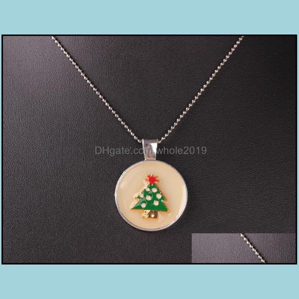 Collane con ciondolo Grazioso albero di Natale per pendenti Collana luminosa Drop Delivery Jewelry Dhvhj