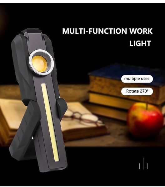Torce elettriche Torce LED ricaricabili COB Lampada da lavoro Portatile Magnetica Pieghevole Ricarica USB Goccia portatile