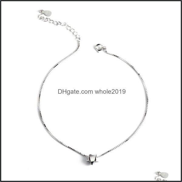 Tornozeleiras 100 reais 925 Sterling Sier Box Chain Star Charm Jewelry Tizlet para Women Girls Girls Pergui