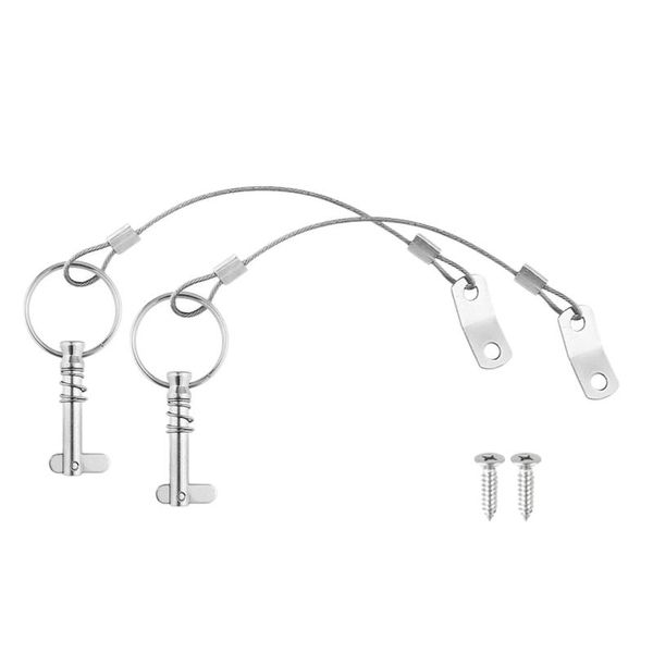 Gommoni 2PCS 6.3 millimetri 1/4 di Pollice Perno A Sgancio Rapido Con Cordino Per La Barca Bimini Top Deck Cerniera In Acciaio Inox 316 Marine Hardware