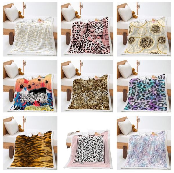 15 Designs Decke mit Leopardenmuster, doppeltes Material, weich, modisch, Nickerchen, Schal, Teppiche, Überwurf, Reisedecken, 120 cm x 90 cm