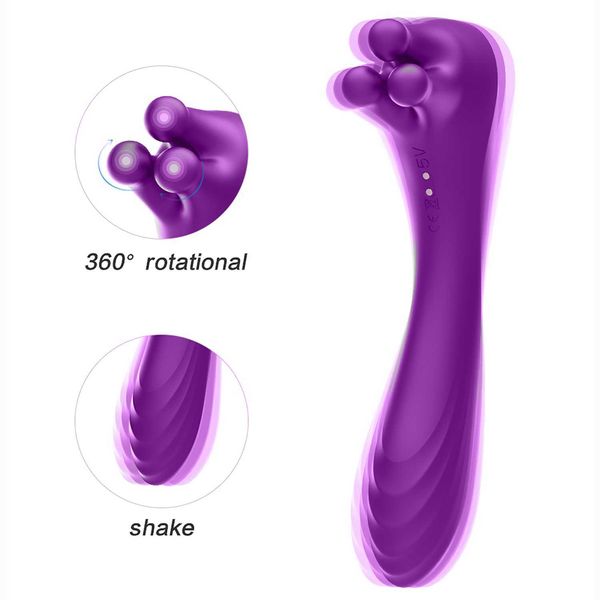 Articoli di bellezza Vibratore clitorideo con trio di accarezzare G Spot Innovativo stimolatore clitorideo rotante Giocattoli sexy per adulti per donna
