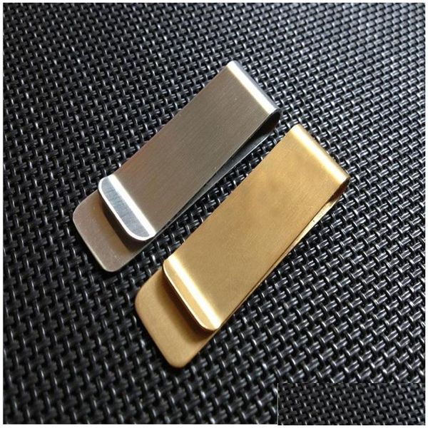 Outra organização de armazenamento doméstico Organização de aço inoxidável Brass Dinheiro Clipper Slim Wallet Clip Clamp Titular Nome de crédito 20x52mm ZA4915 DHJPV