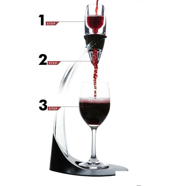 Strumenti da bar Set di torre per aeratore del vino deluxe ecologico Accessori in vetro rosso Decanter magico rapido con confezione regalo Acrilici di cristallo intero Dhjfb