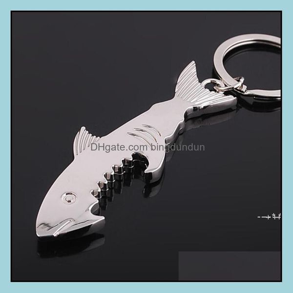Çubuk Araçlar Newretro Keychain Köpekbalığı Şişesi Açıcı Metal Anahtar Halka Bira Şişeleri Açıcılar Taşınabilir Mutfak Yaratıcı Hediye Barware RRD12867 OTQSC