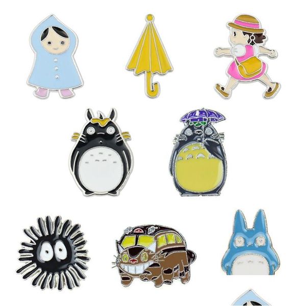 Pinos broches periféricos japoneses conjunto 8pcs fofo totoro busquettes brigas de brigas para meninas serradas de jóias de jóias de jóias delicatessen dhavn