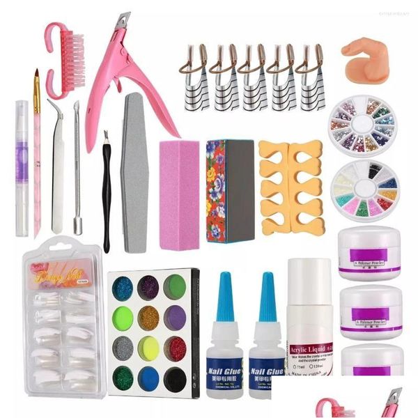 Kits de arte unhas 2023 Definir acrílico líquido GLITTER POWRIGE PABIL DE FORMULHOS DE FORMULAS DIAS DIY KIT 27 Met Drop Drop Health Beauty Dhm5L