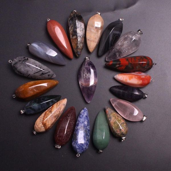 Colares pendentes estilo Multi-facetado Especial 6pcs Natural Agate Crystal Point Handmade Handmade Hands