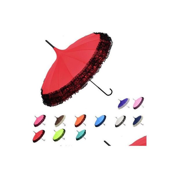 Regenschirme 50 Teile/los Neue Elegante Semimatische Spitze Regenschirm Phantasie Sonnige Und Regnerische Pagode 11 Farben Verfügbar Drop Lieferung Home Gard Dhsrh