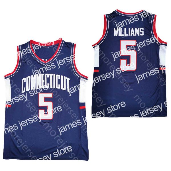 Jerseys de basquete NCAA College Connecticut UConn Huskies Jersey de basquete Williams Size S-3xl All Bordado de costura