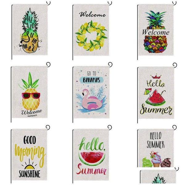 Bandeiras de banner 47x32cm Spring Summer Surlap Welcome Garden Bandle Interior da casa de dupla face ao ar livre Decora￧￣o de casa SN4090 Drop Delivery Dh7wc