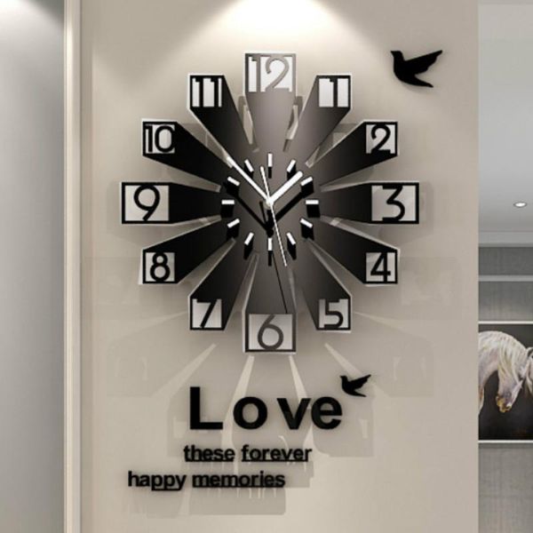 Wanduhren kreative Uhr 3D -Uhr Acryl Wohnzimmer moderne stille große Heimdekoration Reloj de Pared Geschenkideen