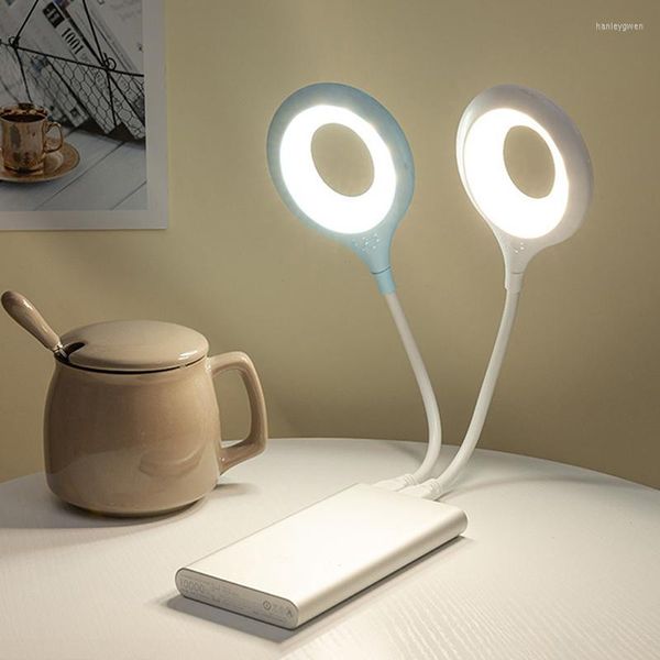 Lampade da tavolo Lampada a LED portatile Luce notturna Pieghevole liberamente USB Luci ad anello super luminose Scrivania da lettura per protezione degli occhi