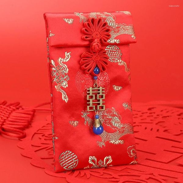 Подарочная упаковка 2023 китайский год деньги карман счастливчика утолщенное Hong Bao House House, традиционная свадьба День рождения Красные конверты сумки