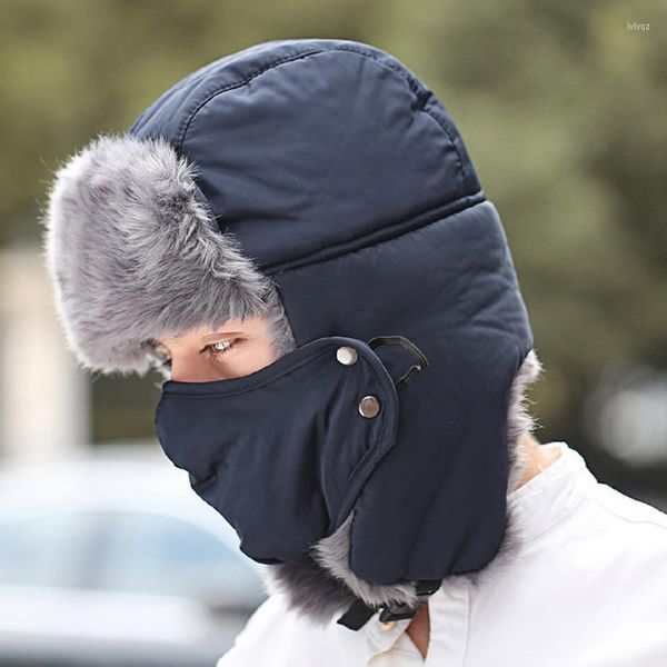 Radfahren Caps Balaclava Earflap Bomber Hüte Schal Männer Frauen Russische Trapper Hut Trooper Schnee Ski Cap Mit Schal