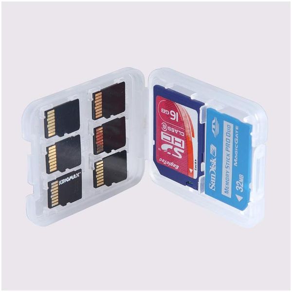 Scatole portaoggetti Contenitori Nuovo 8 in 1 Custodia in plastica Scatola per scheda di memoria Micro Sd Tf Sdhc Ms Protector Holder Alta qualità Lx0285 Drop Deliv Dh6H9