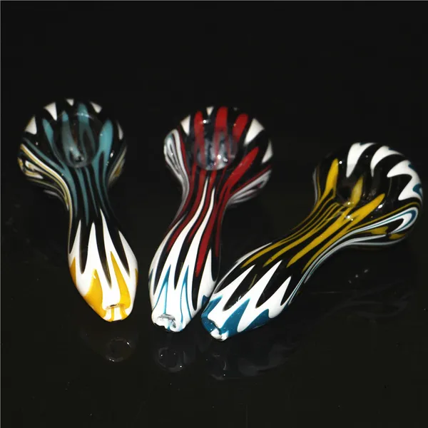 Glastabakpfeifen Niedliche farbige Schüssel Löffelpfeife Mini berauschende bunte Handsprudlerpfeife für Rauch