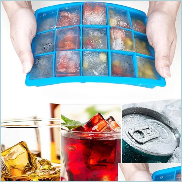 Moldes de cozimento 15 cubo sile bandeja de gelo quadrado forma molde diy gelo fruta de verão criador para uísque de vinho entrega home jardim kitchen dhmhi