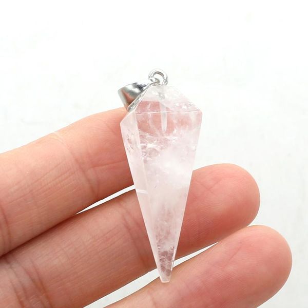 Colares pendentes de pedra natural cúne branco cristal artesanato artesanato de colar de colar de colar de colar de bracelete para mulher tamanho 12x40mm