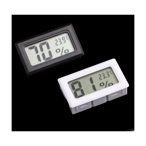 Term￴metros dom￩sticos Mini higr￴metros incorporados de LCD digitais Medidor de umidade de temperatura Term￴metro interno preto branco sn1074 gota d dh45g