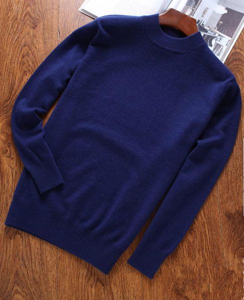 Мужские свитера плюс плюс размер козьей кашемир наполовину высокий воротник базовый пуловерный свитер темно-зеленый 9colors S/105-3xl/130