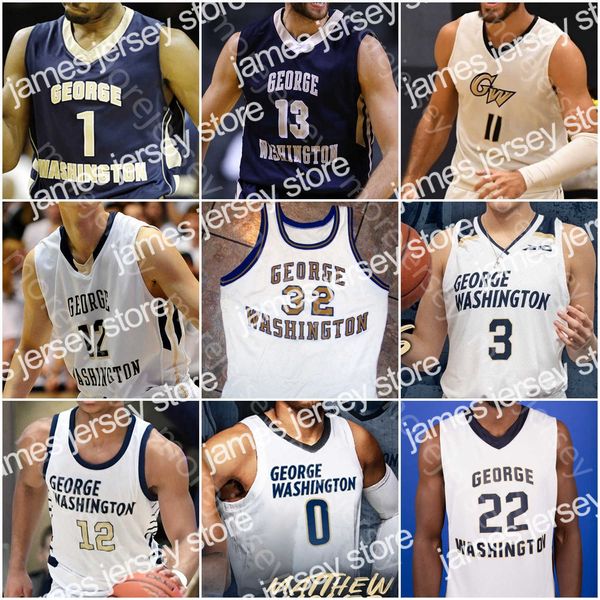 Camisas de basquete personalizadas George Washingtons GWU Colonials Jersey de basquete NCAA College Armel Potter Jamison Batalha Maceo Jack Jameer Nelson Jr.