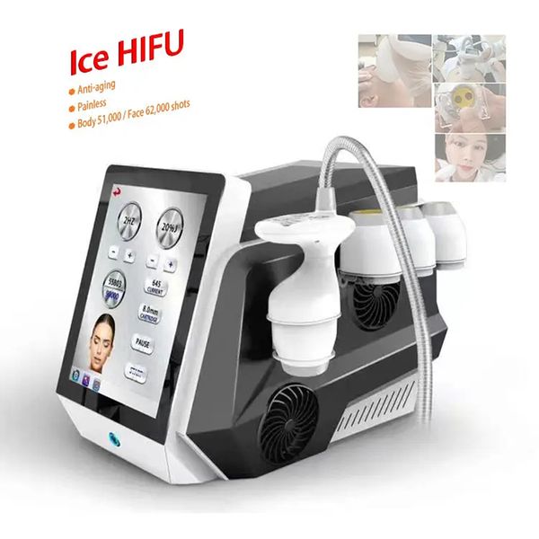 5D ICE HIFU Beauty machine 4 Cartucce Antirughe Face Lift Skin Tightening 7D 9D Frozen Hi-fu Radar Carving Per il salone