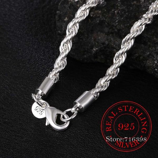 Catene larghezza 5 mm!! Vero argento sterling 925 da uomo catena di corda moda unisex festa regalo di nozze collana gioielli / dz