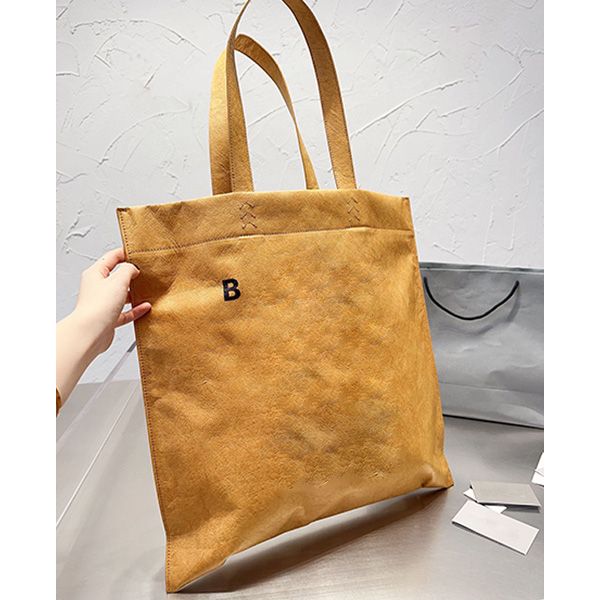 Designer grande bolsa de compras Kraft Paper Bag Letter de grande capacidade Bags Bolsa de férias de praia Bolsa de estudantes Bolsas de ombro de bolsas de ombro de ombro