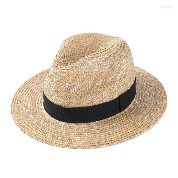 Широкие шляпы с краями ra Солнце путешествие натуральная пшеничная федора соломенная шляпа Summer Panama Beach Classical Sombreros с группой