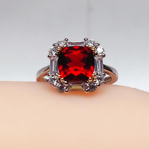 Cluster Rings Xinyipeng Real Natural Garnet Ring 925 Silver Sterling White Gold Plated Fine Wedding Jewelry For Women