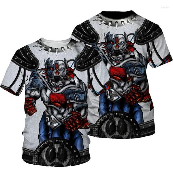 Camisetas masculinas 2023 Animal Boxing Dogs 3D Print camisetas homens homens da moda de streetwear O-pescoço curto camisa de manga curta Harajuku crianças meninos Tees Tops