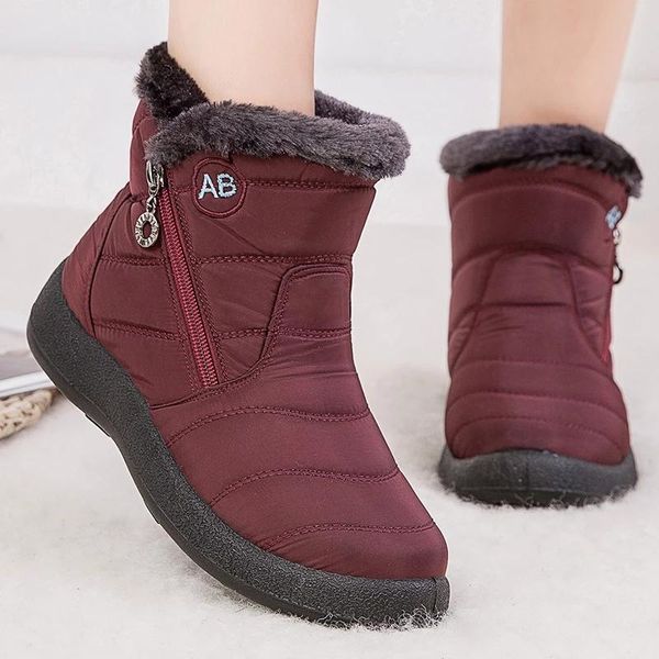 Сапоги модные женщины размером 43 зимние повседневные туфли для водонепроницаемой снежной лампы лодыжки Botas Mujer Теплые ботинки