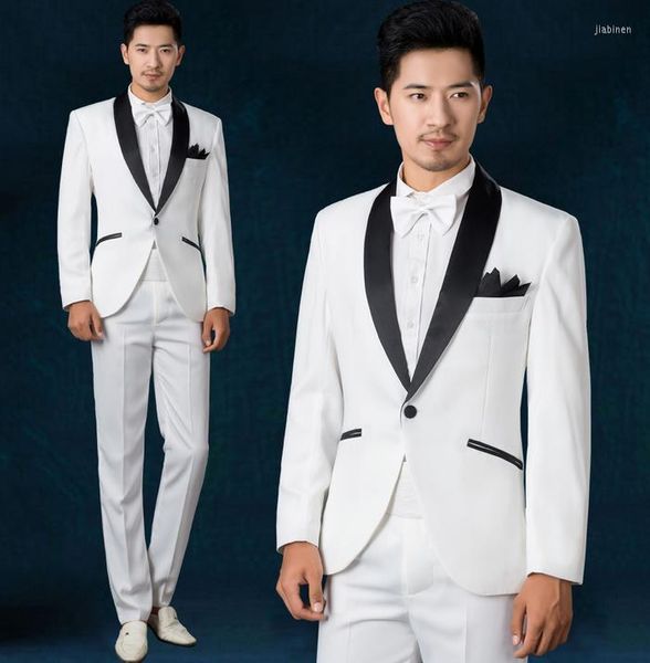 Erkekler Suits Beyaz Erkek Takım Gelinlik 2023 Varış Erkekler İnce Fit Damat Son Ceket Pantolon Tasarımları Kravat