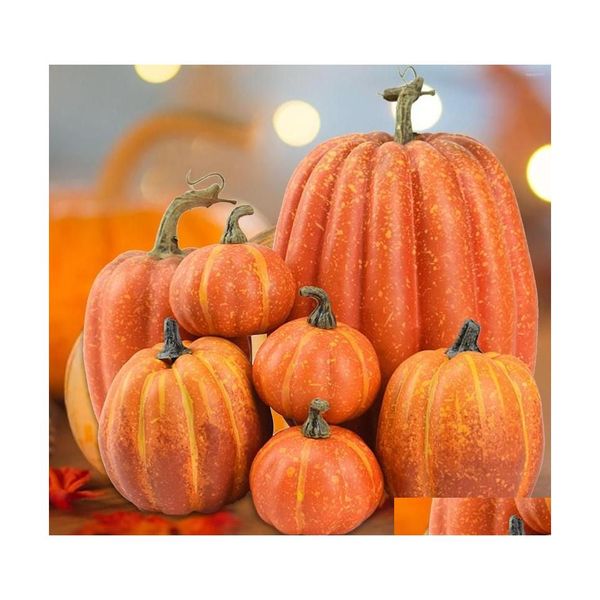 Decorazione per feste 7 pezzi Mini zucca artificiale Simulazione finta Vegetabl Happy Halloween Per oggetti di scena per la casa Fai da te Artigianato Drop Delivery Garden Dhuon