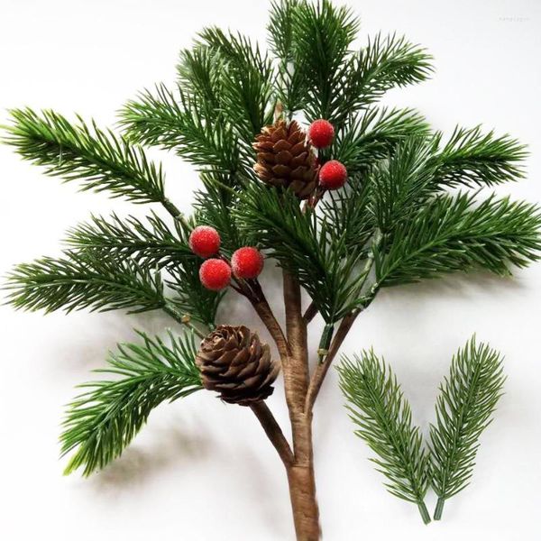 Fiori decorativi 5/10/20Pcs Ornamenti per l'albero di Natale Aghi di pino artificiale Ghirlanda Pick per piante Noel Home Forniture per ghirlande fai-da-te